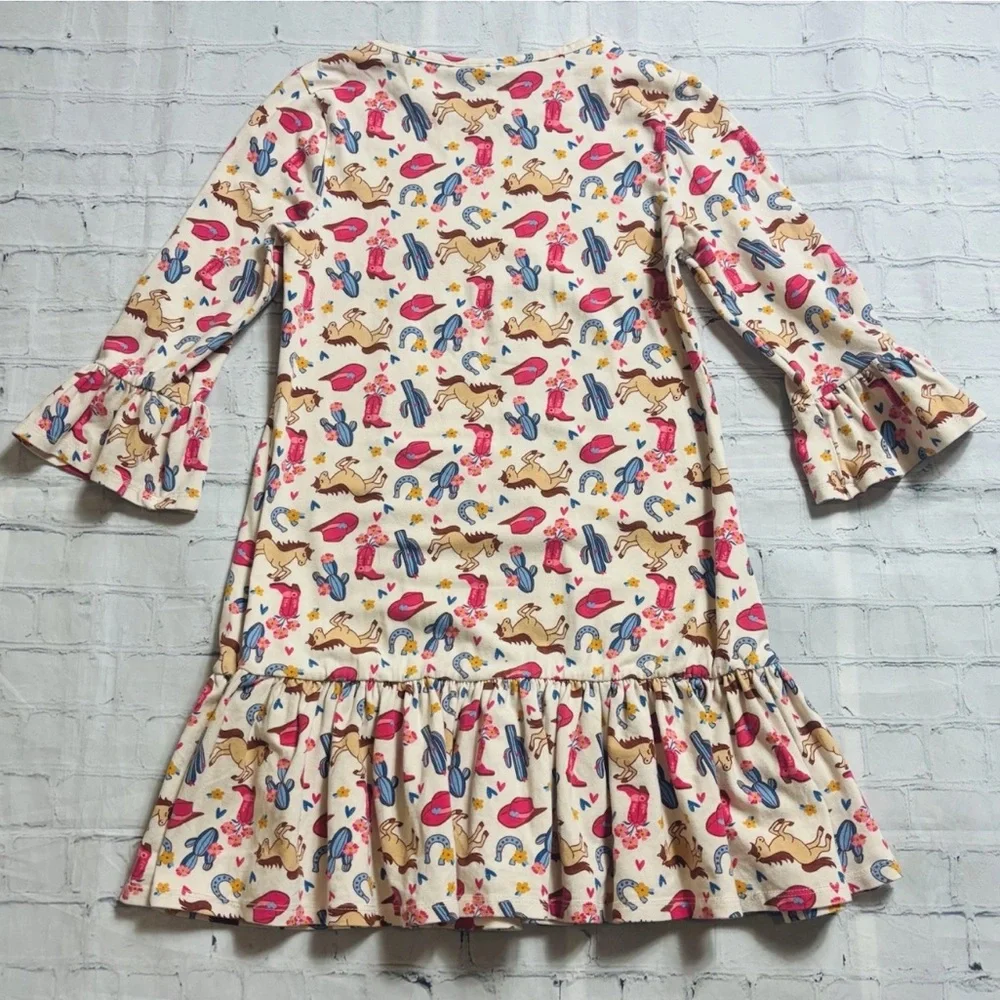 Counting Daisies Girl's Size 10 Dress Western Cowgirl Bell Sleeve Rodeo Horses